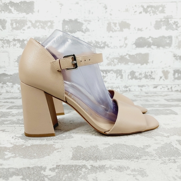 New Calvin Klein Quelyn Tan Leather Block Heel Sandals F932 - Picture 5 of 13